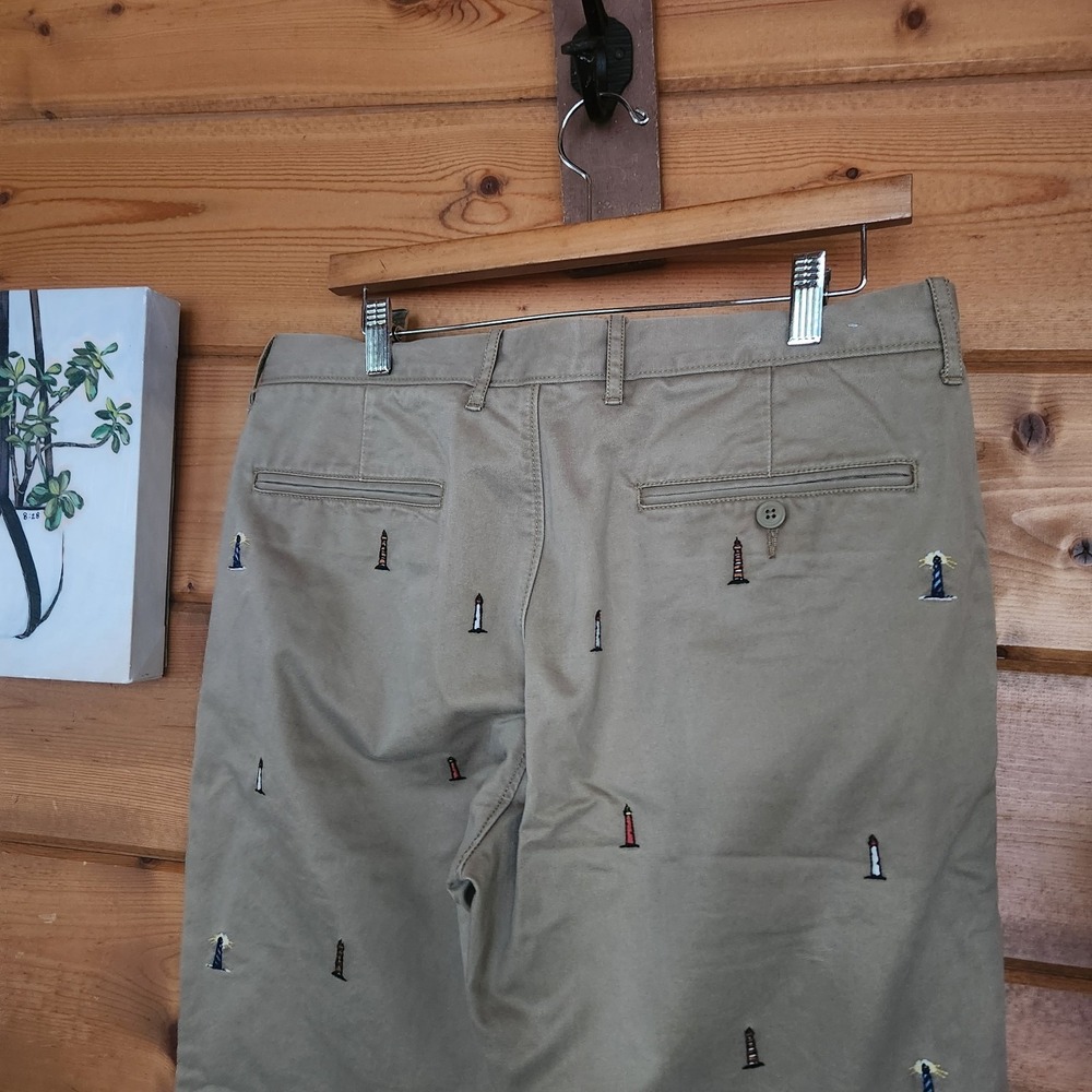 J Crew Chino Pants Broken In 770 Straight Embroidered Lighthouses Preppy Size 32 - Picture 5 of 11